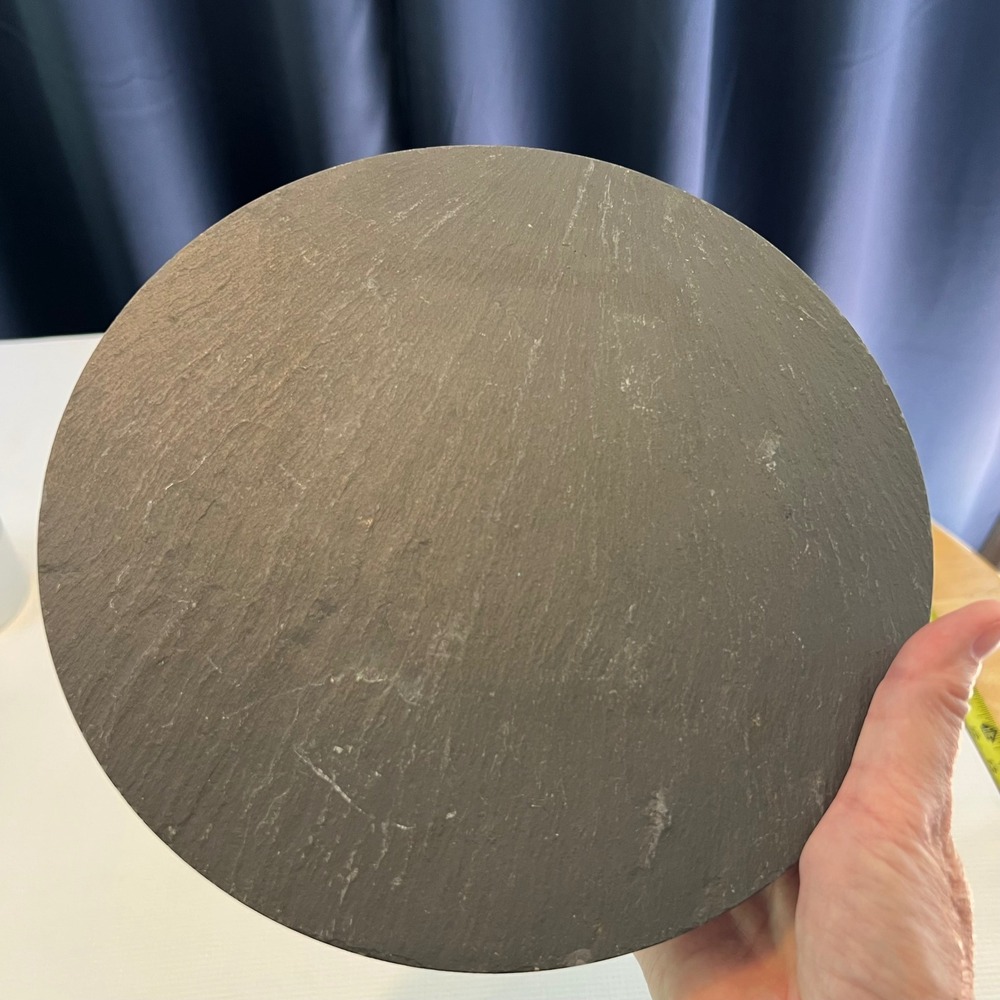 Vintage Natural Slate Trivet Round Stone Hot Pad Charcoal Grey 9 Inch